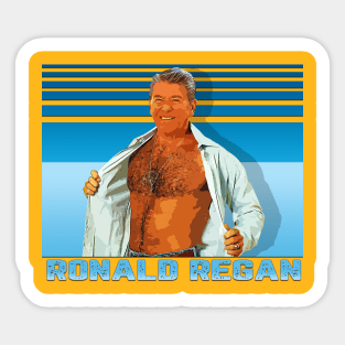 Ronald Regan ¯\_(ツ)_/¯ 90s Line Styled Fan Design Sticker